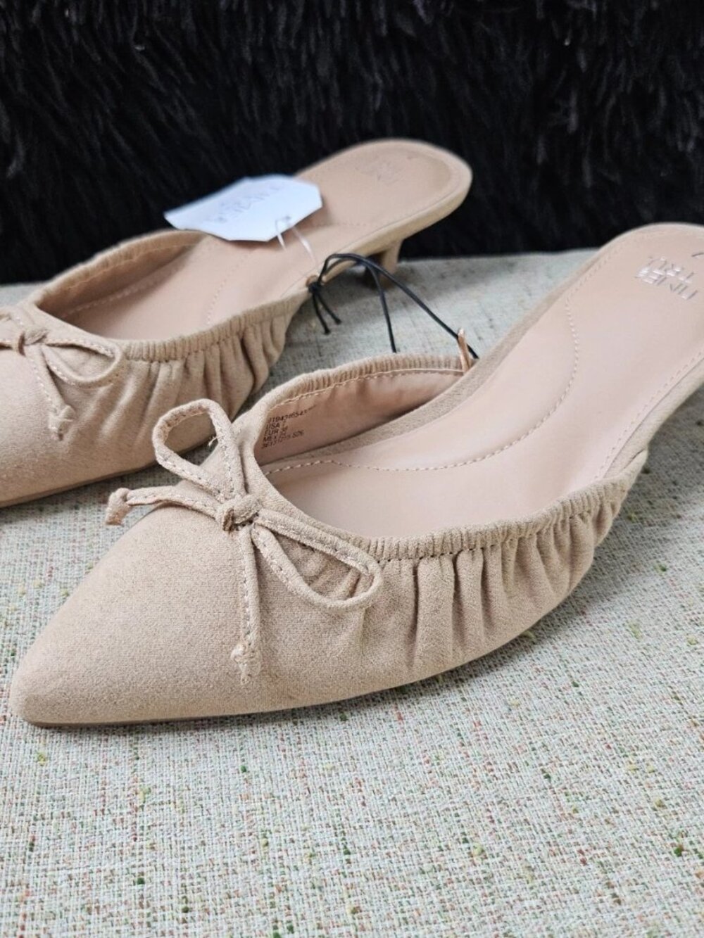 Time & Tru Women Sandal Shoe Fabric Suede Upper Pump Heel Size 7 NWT - Picture 7 of 9